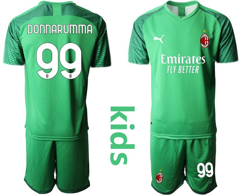 Youth 2020-2021 club AC Milan green goalkeeper #99  Soccer Jerseys